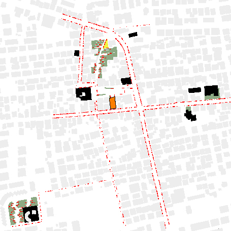 centro urbano. layout sistema verde