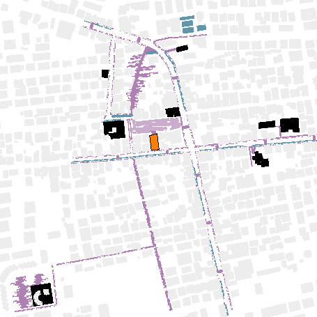 centro urbano. layout sistema pavimentazione.